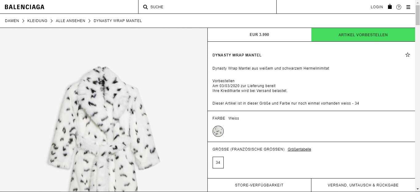 Screenshot von Balenciaga