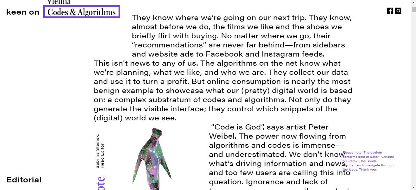 Screenshot von codes-algorithms.keenonmag.com nach dem hovern